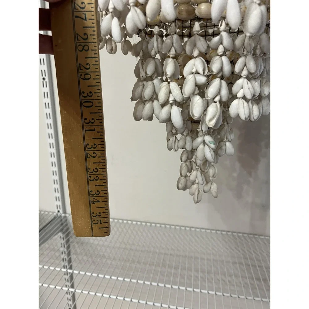 Bohemian Seashell Hanging Chandelier Mobile Coastal Decor Tiered Basket Birds